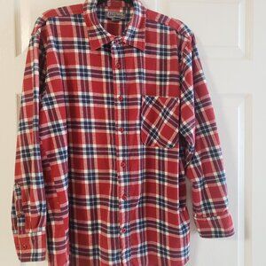 Galaxy by Harvic Men's Flannel Button Down Shirt Red/White/Blue Plaid Size XL